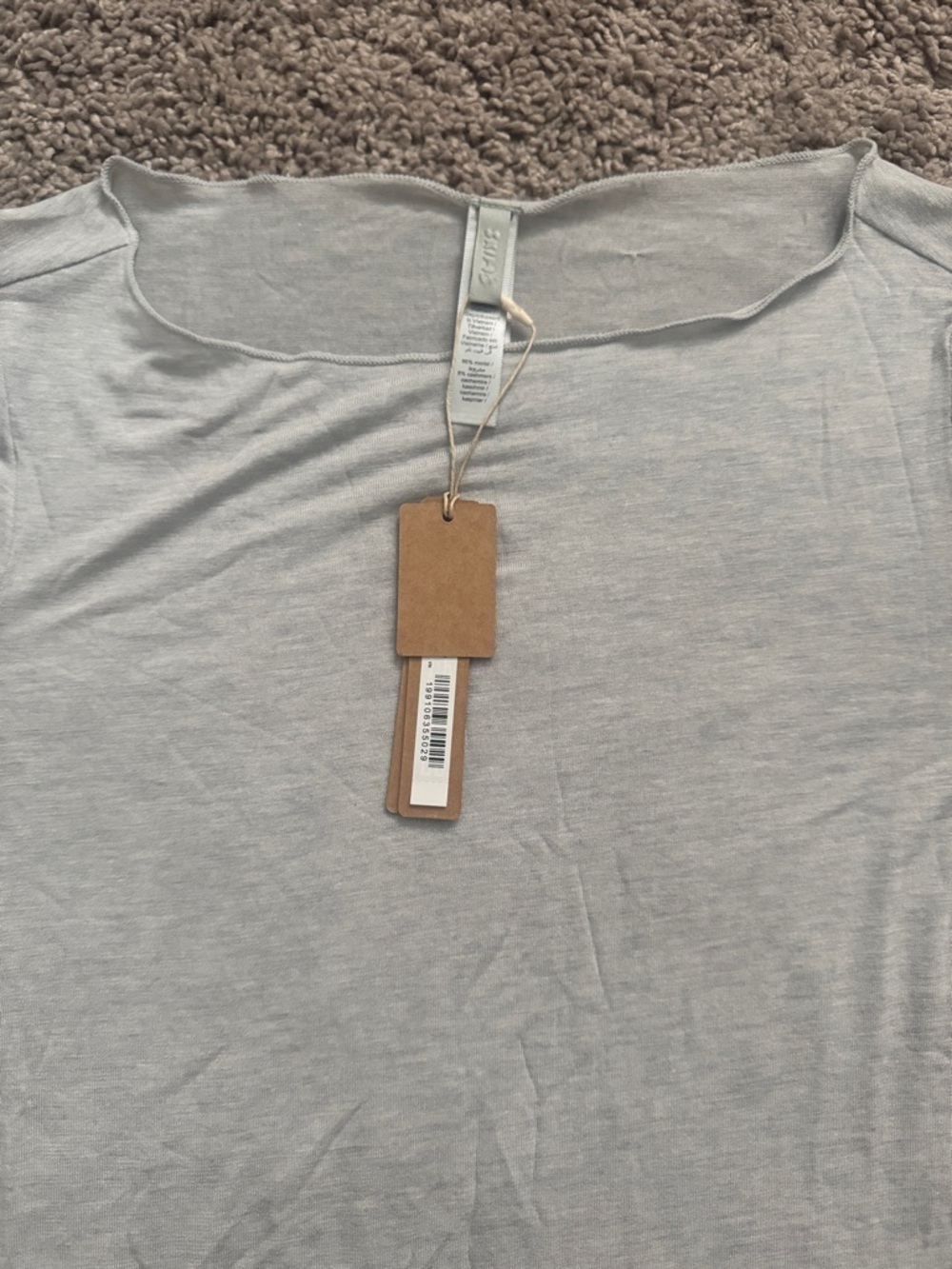 SKIMS Modal Light Gray Long Sleeve Scoop Neck Tee - Picture 2 of 6